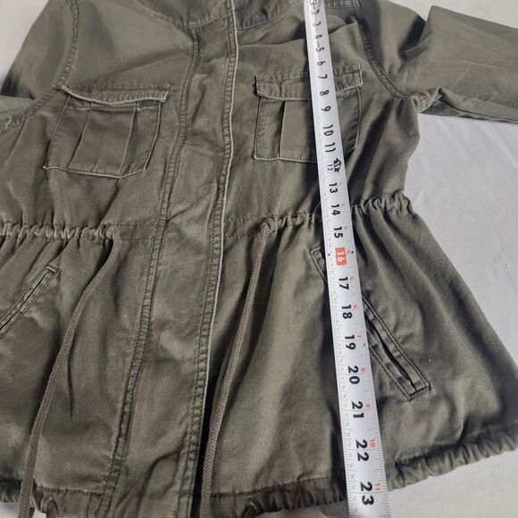 Old Navy Womens Utility Military Style Jacket Green Small Cotton Drawstring - Picture 7 of 10